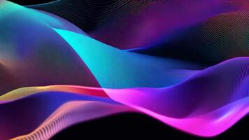 Abstract futuristic neon waves on a simple dark background technology glowing flowing rainbow colorful texture vibrant wallpaper AI cyberspace developing internet connection network wave video