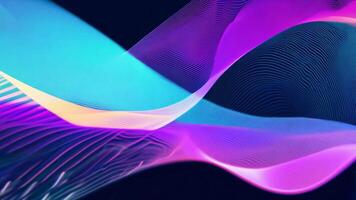 Abstract futuristic neon waves on a simple dark background technology glowing flowing rainbow colorful texture vibrant wallpaper AI cyberspace developing internet connection network wave video