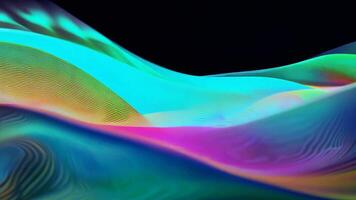 Abstract futuristic neon waves on a simple dark background technology glowing flowing rainbow colorful texture vibrant wallpaper AI cyberspace developing internet connection network wave video