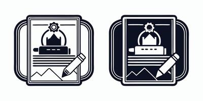 two icons of a pencil and notebook vector