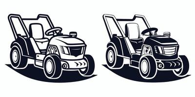 two black and white tractor icons on a white background vector