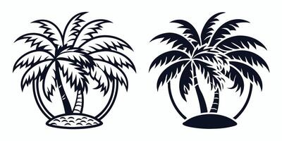 two palm trees on a white background vector