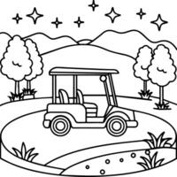 golf cart coloring pages vector