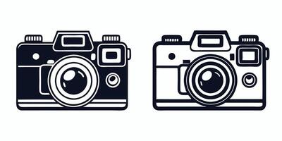two black and white photos of a camera vector
