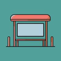Modern Flat Bus Stop Design, Minimalist Drawing Isolated for Minimal Visual Impact vector