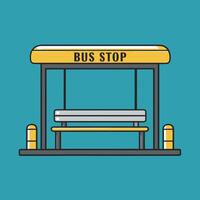 Simple Flat Design of a Bus Stop, Minimalist Cartoon Drawing for Easy Use vector