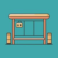 Minimalist yellow Bus Stop Illustration, Flat Design Isolated on a Clean Background vector