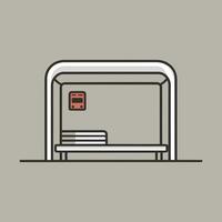 Sleek Bus Stop Illustration, Flat Design Isolated Against a Plain Background vector