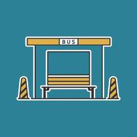 Sleek Flat Illustration of a Bus Stop, Minimal Cartoon Drawing for Modern Projects vector