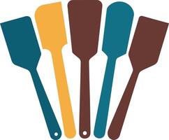Sleek and Colorful Silicone Spatula Illustration set, Flat Design Isolated on a Clean White Background vector