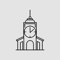 Contemporary Flat Design of a Clock Tower, Architectural Illustration Isolated on White Background vector