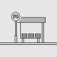 Simple Flat Design of a Bus Stop, Outline on a Solid Background for web use vector