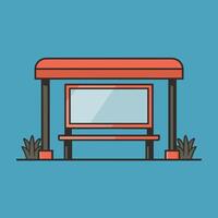 Minimalist Bus Stop Drawing, Flat Illustration Isolated on a Plain Background vector