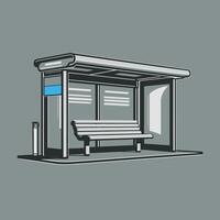 Elegant Bus Stop Illustration, Minimalist Flat Design Isolated for Modern Use vector