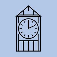 Simple and Stylish Clock Tower Outline, Flat Architectural Drawing on a Pure White Background vector