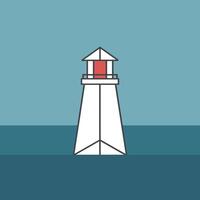 Simple and Stylish Flat Illustration of a Lighthouse Drawing on a Blue Background vector