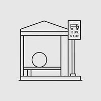 Contemporary Flat Illustration of a Bus Stop, Minimal Outline Against a Solid Background vector