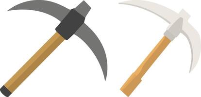 Two pickaxe illustration isolated on white background, stone mining pickaxe in flat style vector