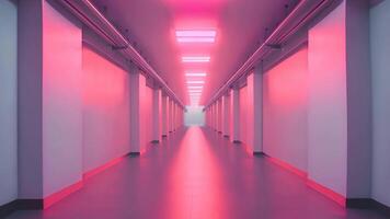 Futuristic neon tunnel bright cyberspace hall party road glowing arch colorful digital background modern future corridor hallway space tech virtual reality vr subway portal web video