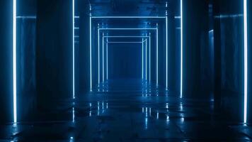 Futuristic neon tunnel bright cyberspace hall party road glowing arch colorful digital background modern future corridor hallway space tech virtual reality vr subway portal web video