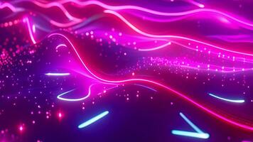 Colorful neon waves technology background abstract digital information data flow cyberpunk VR AR augmented virtual reality internet connection motion hologram surface vivid vibrant glow video