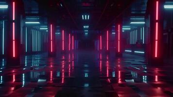 Futuristic neon tunnel bright cyberspace hall party road glowing arch colorful digital background modern future corridor hallway space tech virtual reality vr subway portal web video
