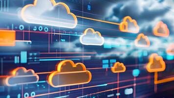 Cloud computing network safe encrypted storage personal data protection verified technology encryption security protocol wireless file transfer drive service cyberspace global database video
