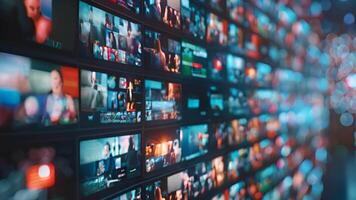 Multimedia screens recording translation broadcast record tv television display media entertainment image network connection monitor streaming internet web modern high quality show video