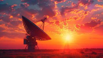 Radio telescope technology digital ai glow satellite connection tower electronic astronomy observatory dish array radar antenna science scientific sci-fi space exploration connection video