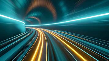 Futuristic neon tunnel bright cyberspace hall party road glowing arch colorful digital background modern future corridor hallway space tech virtual reality vr subway portal web video