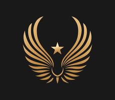 Golden Winged with Star symbol vector