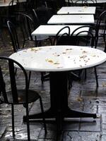 Empty Tables And Chairs After Rain Small Eatery photo
