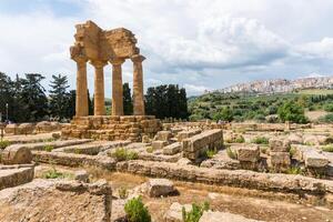 Agrigento, Italy-May 10, 2022-view of the Sanctuary of the Chthonic Divinities inside the valley of the temples, an archaeological park near Agrigento during a sunny day photo