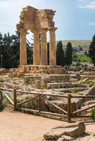 Agrigento, Italy-May 10, 2022-view of the Sanctuary of the Chthonic Divinities inside the valley of the temples, an archaeological park near Agrigento during a sunny day photo