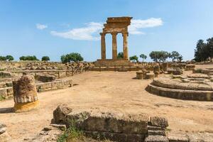 Agrigento, Italy-May 10, 2022-view of the Sanctuary of the Chthonic Divinities inside the valley of the temples, an archaeological park near Agrigento during a sunny day photo