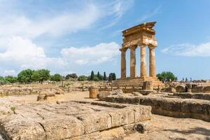 Agrigento, Italy-May 10, 2022-view of the Sanctuary of the Chthonic Divinities inside the valley of the temples, an archaeological park near Agrigento during a sunny day photo