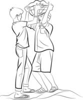 Child labour, Hand drawn in thin line style vector