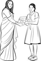 School Student award Ceremony, Hand drawn in thin line style vector