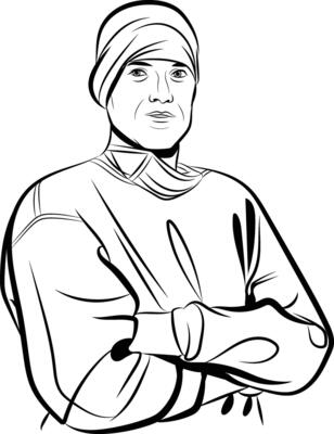 Surgeon doctor wearing surgical cap Male Doctor, Concept of medical team, hand drawn in thin line style