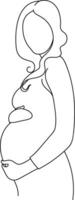 Pregnant woman simple line illustration, Hand drawn in thin line style vector
