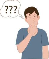 Confused men in doubts and thoughts vector
