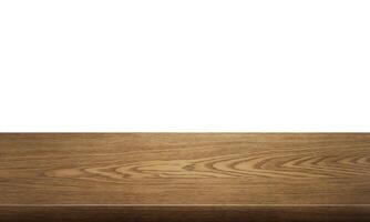 empty wooden table front view isolated on white background. photo