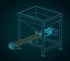 Screw feeding conveyor blueprint vector
