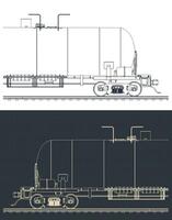 Railway tank car blueprints close-up vector