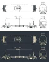 Railway tank car blueprints vector