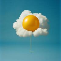 Egg yolk and whites assoiciation with a yellow ballon and white cloud. Joy of eating background photo