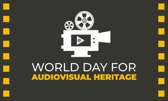 Greeting card on the theme of World Audiovisual heritage day observed each year on October 27 across the globe vector