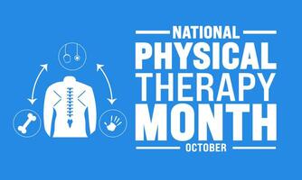 Physical therapy month is observed every year in October, background template vector