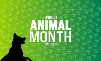 World Animal Month obserb every october month. vector