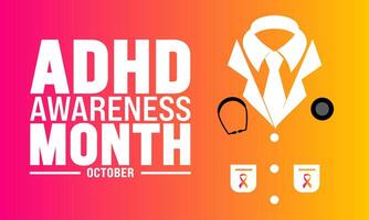 ADHD Awareness Month background template . suitable for banner, placard, card, and poster design template with text inscription and standard color vector